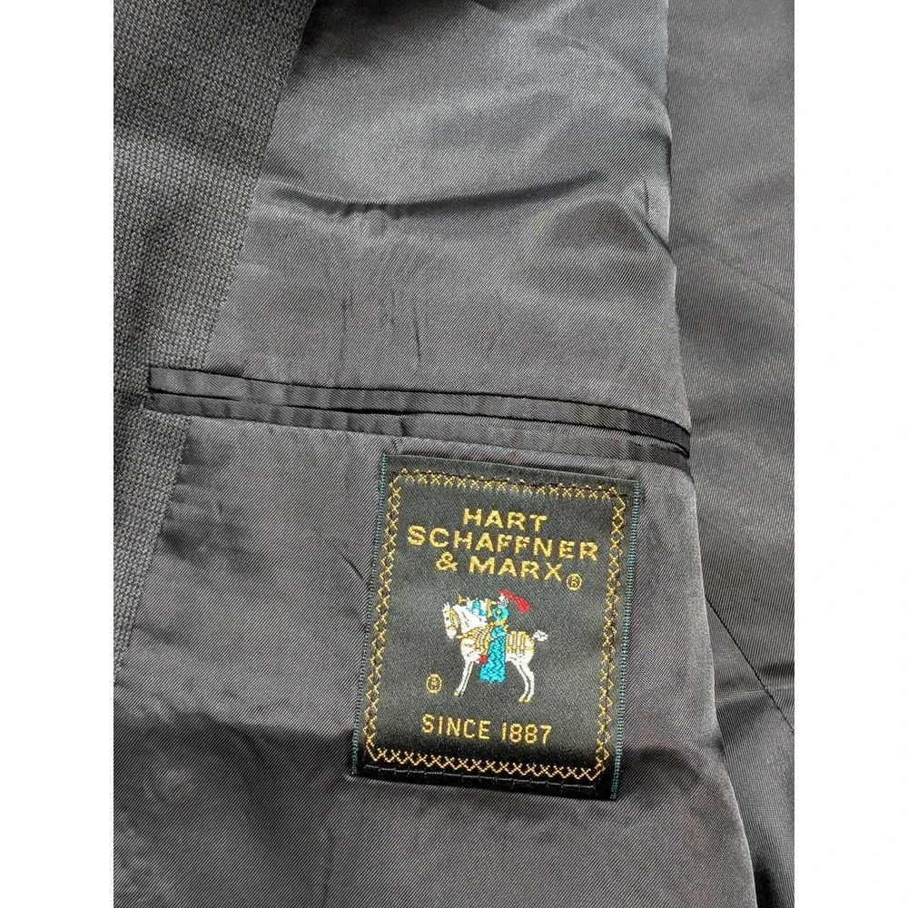 Hart Schaffner Marx Men's Blazer 42R Gray Wool Suit Jacket Union USA Vintage